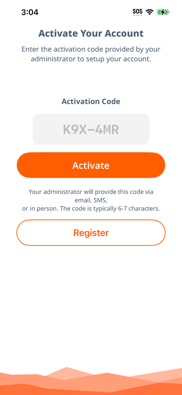 VoipPlus iPhone app activation code entry screen