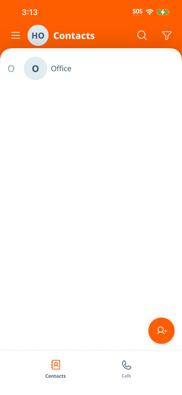 VoipPlus iPhone app contacts list with search bar